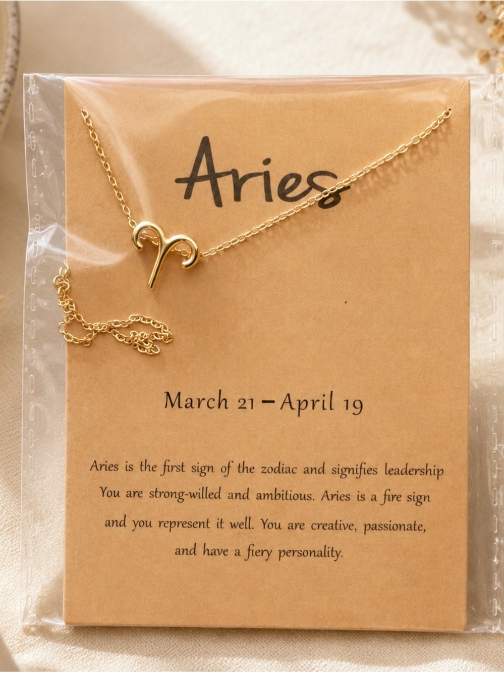 Gold Aries Zodiac Necklace - Aries Pendant Necklace